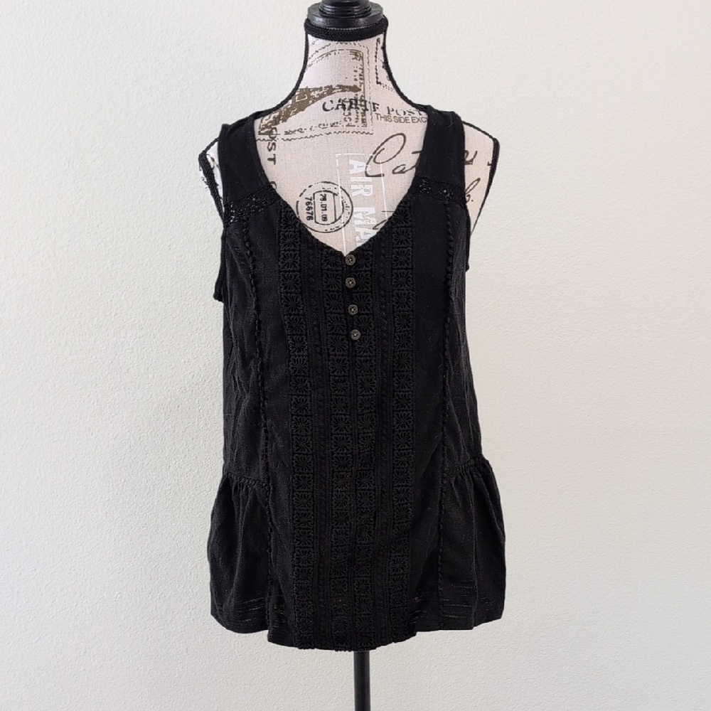 Faded Glory Black Textured Blouse